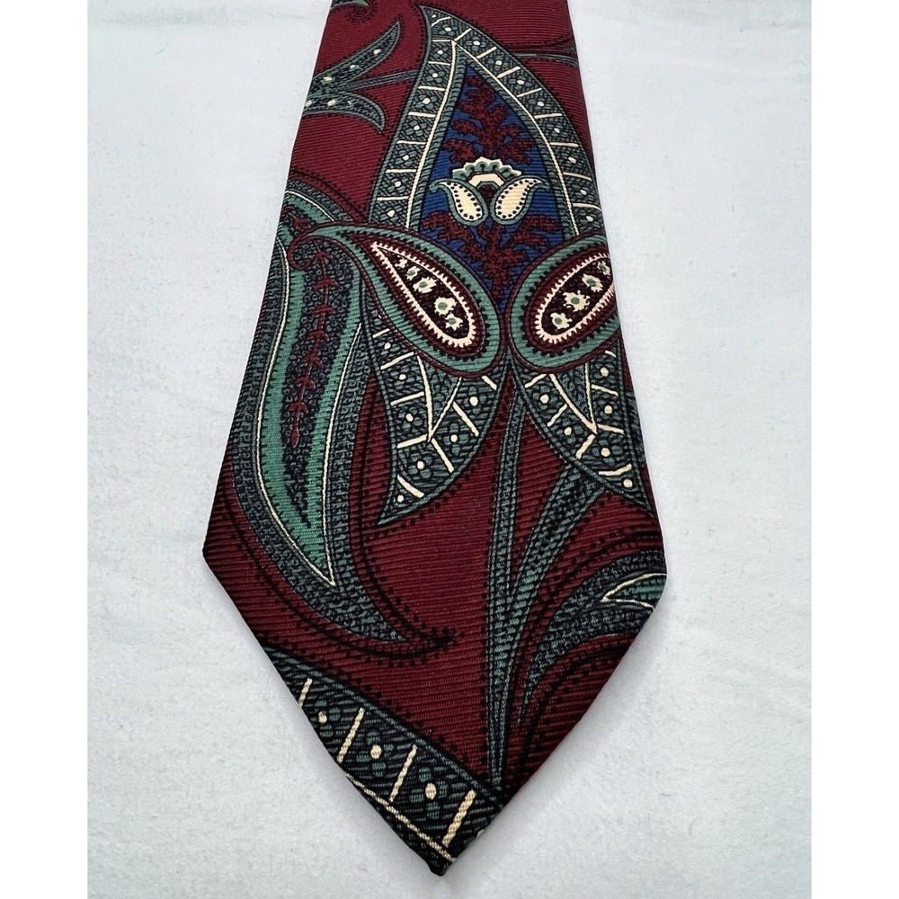 Polo‎ Ralph Lauren 100% Silk Tie Mens Maroon Paisley Floral Design USA VTG EUC!